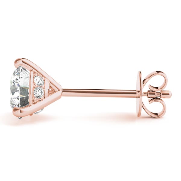 Hidden Halo Martini Diamond Studs (2 ct. tw.), Side view in rose gold