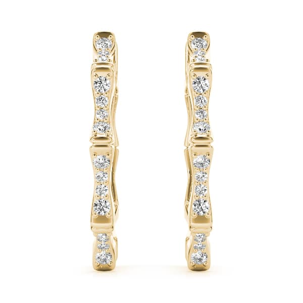Hoop Earrings Standard Hoop — 1/5 CT TW Per Pair Earring (0.1 ct. tw.), On hand view in yellow gold