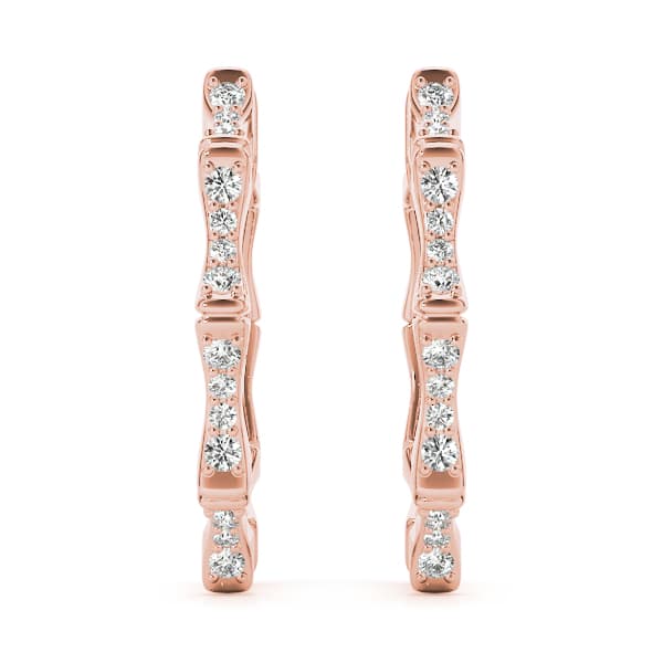 Hoop Earrings Standard Hoop — 1/5 CT TW Per Pair Earring (0.1 ct. tw.), On hand view in rose gold