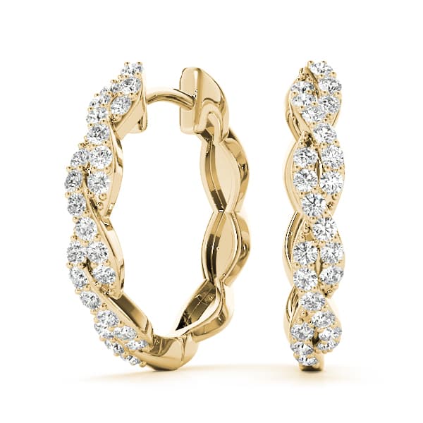 Hoop Earrings Standard Hoop — 1/3 CT TW Per Pair Earring (3/8 ct. tw.), Front view in yellow gold