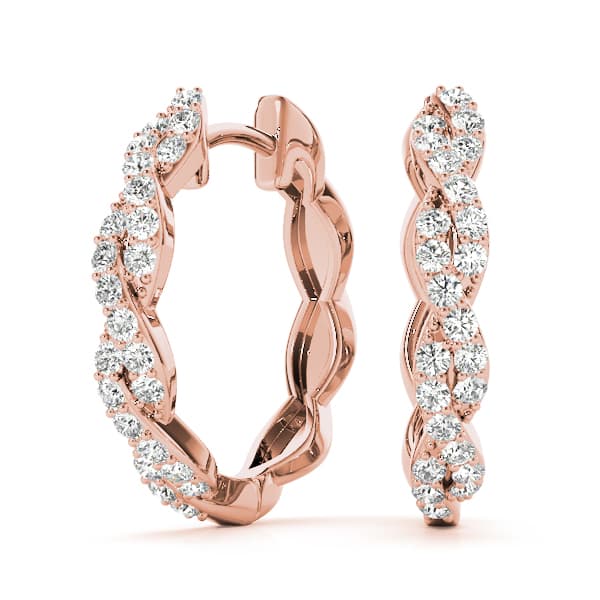 Hoop Earrings Standard Hoop — 1/3 CT TW Per Pair Earring (3/8 ct. tw.), Front view in rose gold