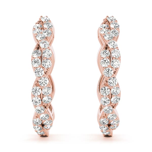 Hoop Earrings Standard Hoop — 1/3 CT TW Per Pair Earring (3/8 ct. tw.), On hand view in rose gold