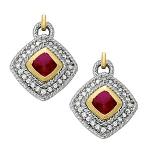 Earrings Color Square & Cushion — White Gold