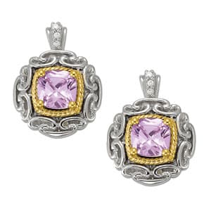 Earrings Color Square & Cushion — White Gold