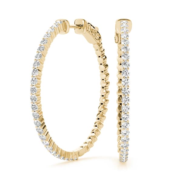 Hoop Earrings Vault Lock — 1 CT (32mm) Earring (1 ct. tw.), Front view in yellow gold