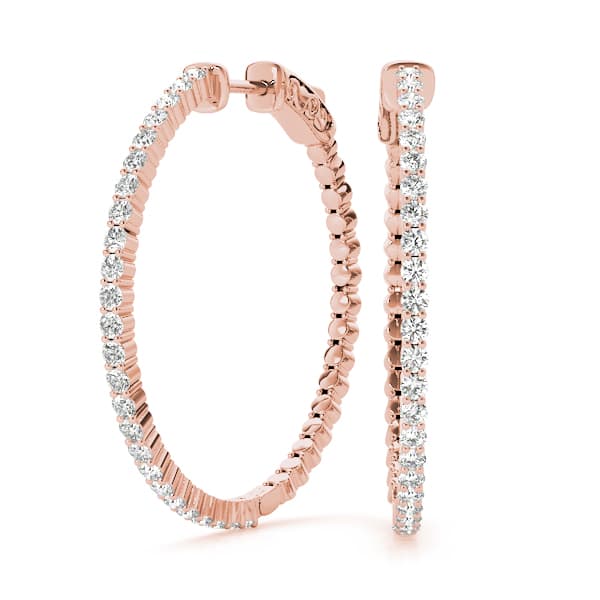 Hoop Earrings Vault Lock — 1/2 CT (25mm) Earring (1/2 ct. tw.), Front view in rose gold