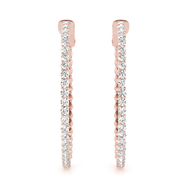 Hoop Earrings Vault Lock — 1/2 CT (25mm) Earring (1/2 ct. tw.), Angle view in rose gold