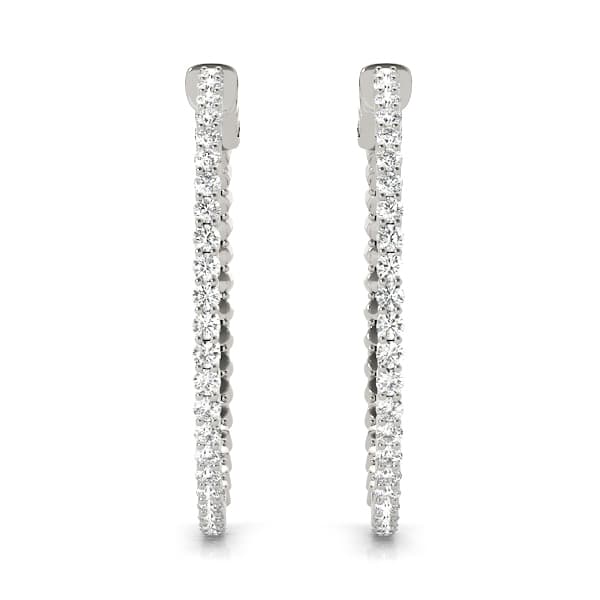Hoop Earrings Vault Lock — 1 CT (32mm) Earring (1 ct. tw.), Angle view in white gold or platinum