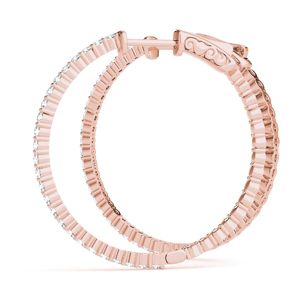 Hoop Earrings Vault Lock — 1/2 CT (25mm) Earring (1/2 ct. tw.), On hand view in rose gold