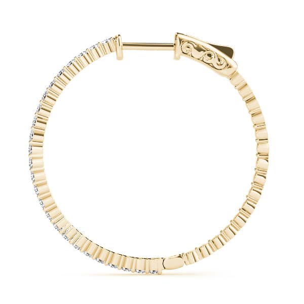Hoop Earrings Vault Lock — 1 CT (32mm) Earring (1 ct. tw.), Side view in yellow gold