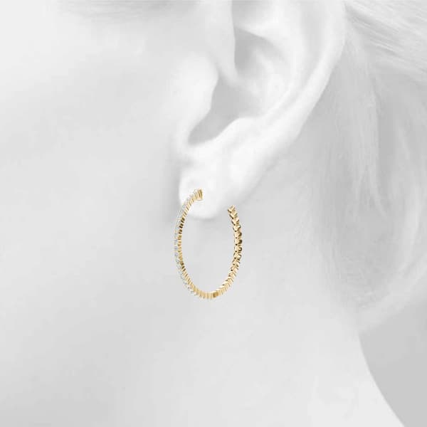 Hoop Earrings Vault Lock — 1 CT (32mm) Earring (1 ct. tw.), Top view in yellow gold