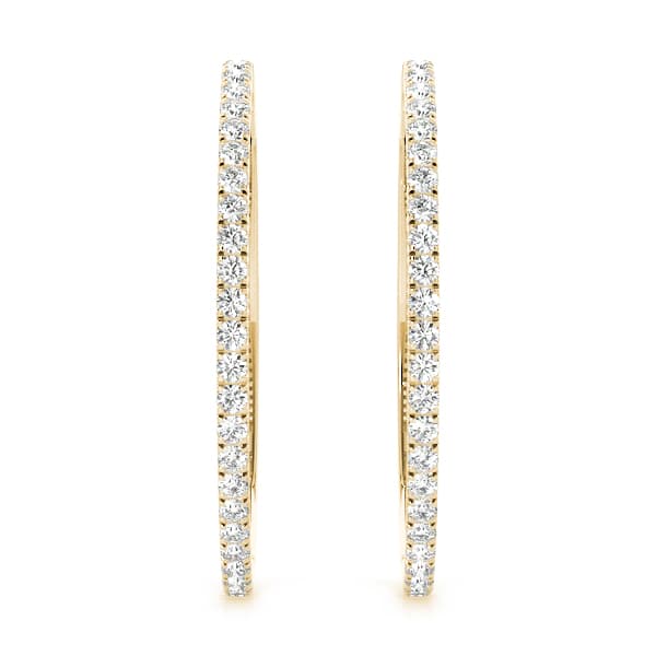 Front Only Round Vault Lock Hoop Earrings — 1/2 CT (30mm) (1/2 ct. tw.), Angle view in yellow gold