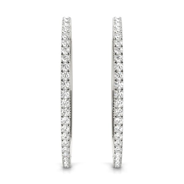 Front Only Round Vault Lock Hoop Earrings — 1/2 CT (30mm) (1/2 ct. tw.), Angle view in white gold or platinum