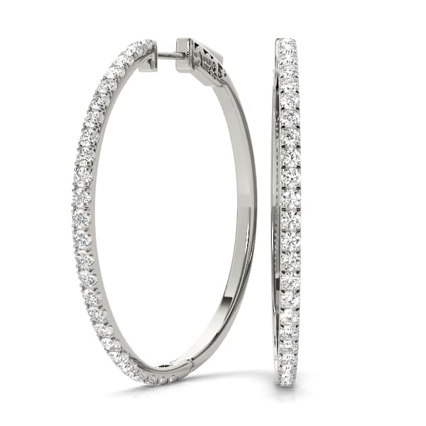 Front Only Round Vault Lock Hoop Earrings — 1/2 CT (30mm) — View 1