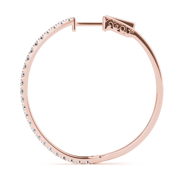Front Only Round Vault Lock Hoop Earrings — 1/2 CT (30mm) (1/2 ct. tw.), Side view in rose gold