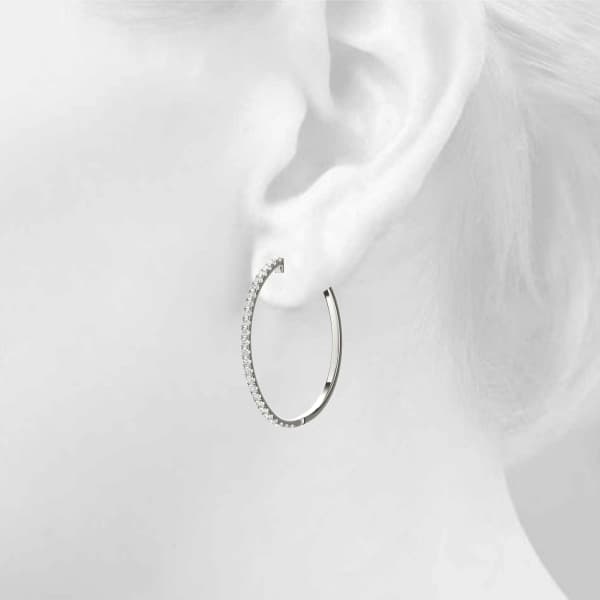 Front Only Round Vault Lock Hoop Earrings — 1/2 CT (30mm) (1/2 ct. tw.), Top view in white gold or platinum