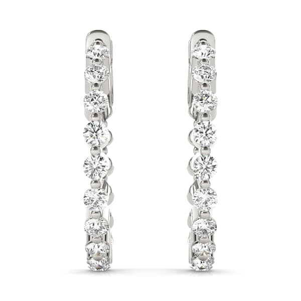 Single Shared Prong Vault Lock Hoop Earrings — 1 CT (25mm) (1 ct. tw.), Angle view in white gold or platinum