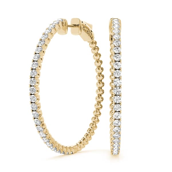 Round Vault Lock Hoop Earrings — 1 1/2 ctw (26mm) (2 ct. tw.), Front view in yellow gold
