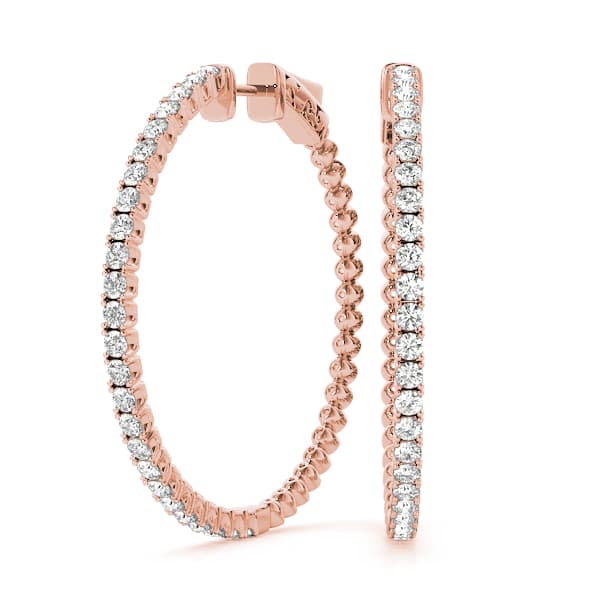 Round Vault Lock Hoop Earrings (2 ct. tw.), Front view in rose gold