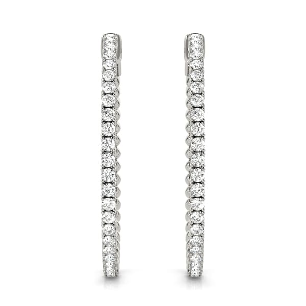 Round Vault Lock Hoop Earrings (2 ct. tw.), Angle view in white gold or platinum