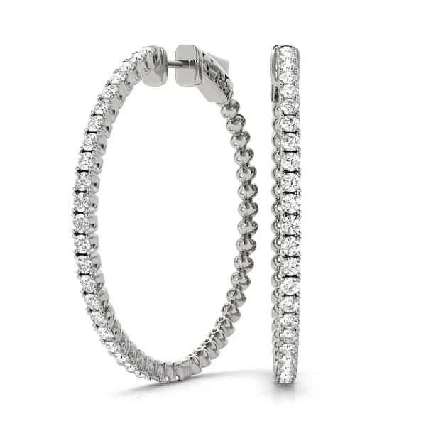 Round Vault Lock Hoop Earrings — 1/3 ctw (19mm) — View 1