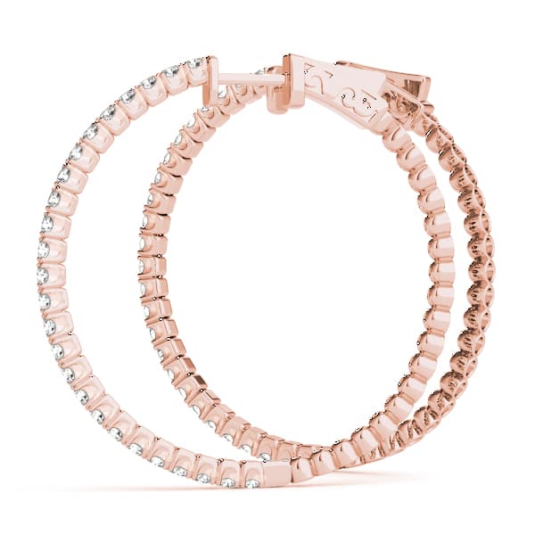 Round Vault Lock Hoop Earrings (2 ct. tw.), On hand view in rose gold