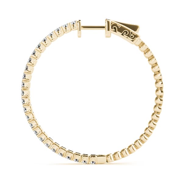 Round Vault Lock Hoop Earrings — 1 1/2 ctw (26mm) (2 ct. tw.), Side view in yellow gold