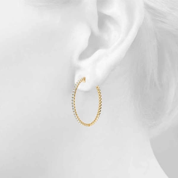 Round Vault Lock Hoop Earrings — 1 1/2 ctw (26mm) (2 ct. tw.), Top view in yellow gold