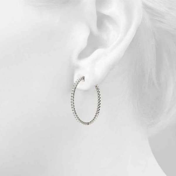Round Vault Lock Hoop Earrings (2 ct. tw.), Top view in white gold or platinum