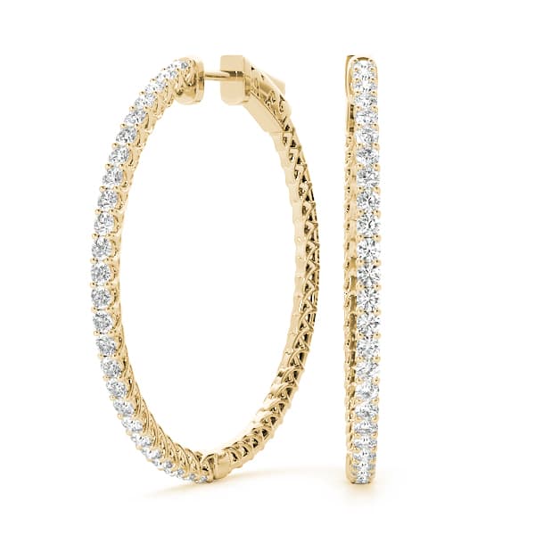Round Vault Lock Hoop Earrings (2 ct. tw.), Front view in yellow gold