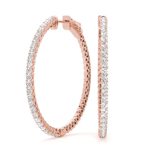 Round Vault Lock Hoop Earrings (2 ct. tw.), Front view in rose gold