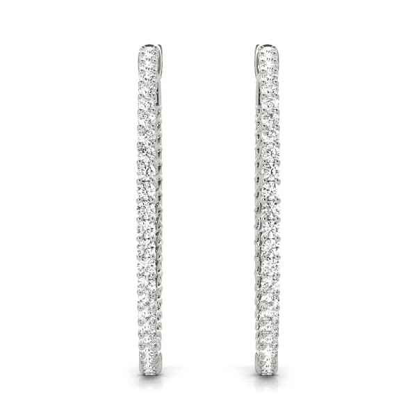 Round Vault Lock Hoop Earrings (2 ct. tw.), Angle view in white gold or platinum