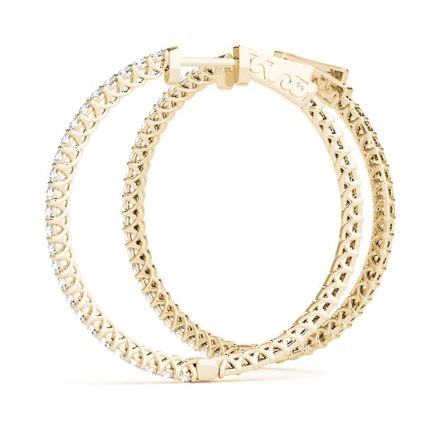 Round Vault Lock Hoop Earrings (2 ct. tw.), On hand view in yellow gold