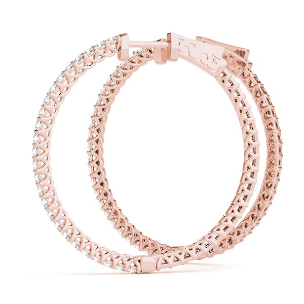 Round Vault Lock Hoop Earrings (2 ct. tw.), On hand view in rose gold