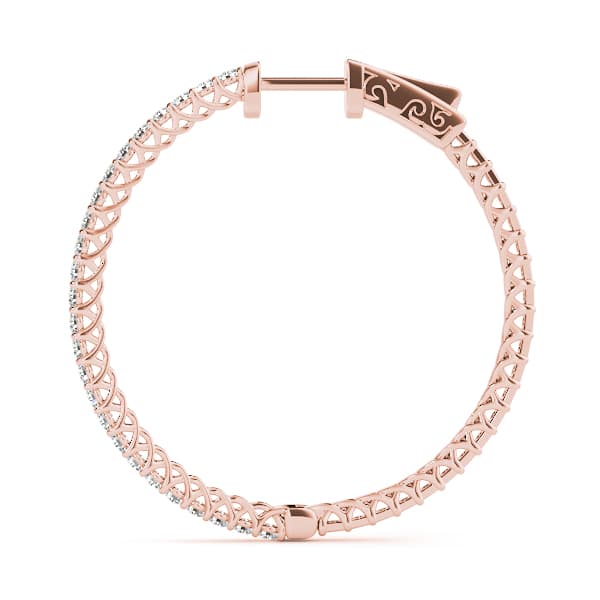 Round Vault Lock Hoop Earrings (2 ct. tw.), Side view in rose gold