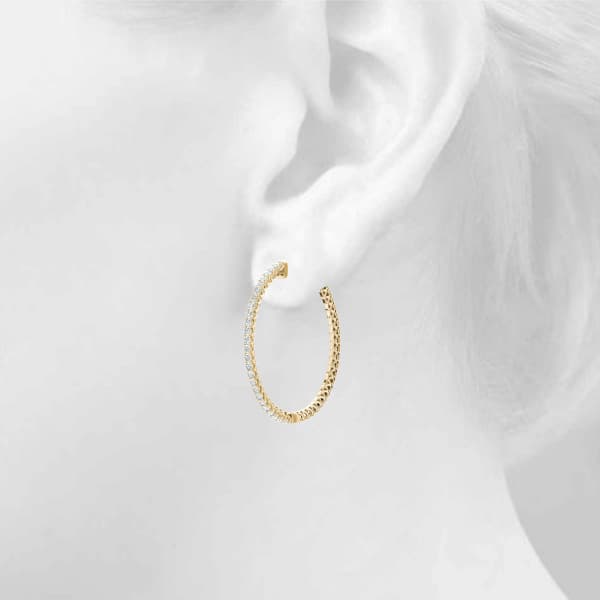 Round Vault Lock Hoop Earrings (2 ct. tw.), Top view in yellow gold