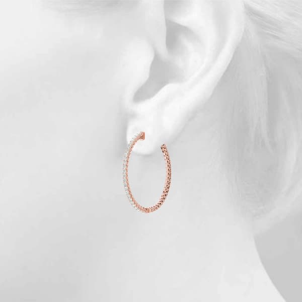 Round Vault Lock Hoop Earrings (2 ct. tw.), Top view in rose gold