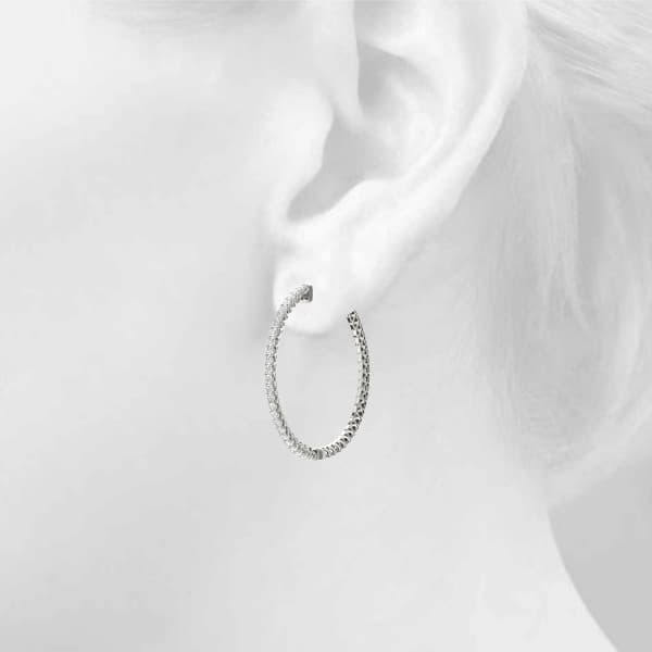 Round Vault Lock Hoop Earrings (2 ct. tw.), Top view in white gold or platinum