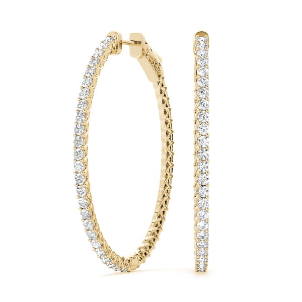 Oval Shaped Inside-Outside Hoop Earrings (4 ct. tw.), Front view in yellow gold