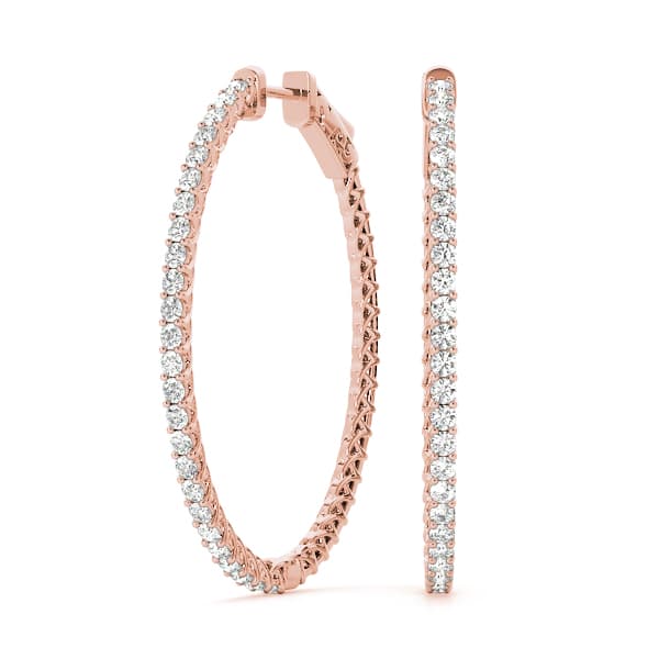 Oval Shaped Inside-Outside Hoop Earrings (1 ct. tw.), Front view in rose gold