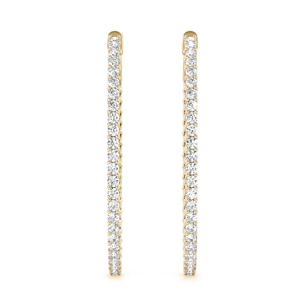 Oval Shaped Inside-Outside Hoop Earrings (4 ct. tw.), Angle view in yellow gold