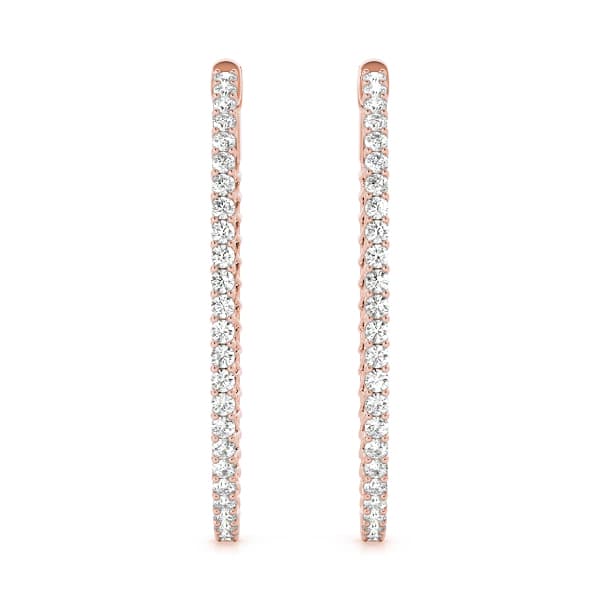 Oval Shaped Inside-Outside Hoop Earrings (1 ct. tw.), Angle view in rose gold