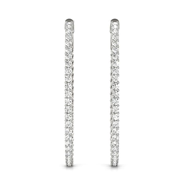 Oval Shaped Inside-Outside Hoop Earrings (4 ct. tw.), Angle view in white gold or platinum
