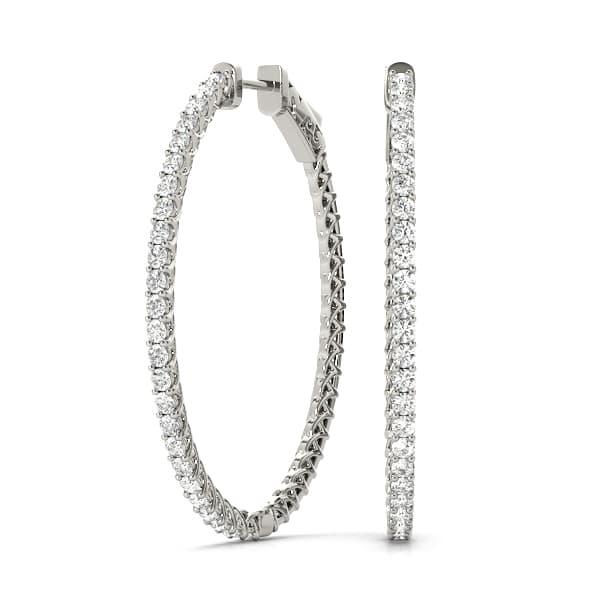 Oval Shaped Inside-Outside Hoop Earrings — 1 ctw (39mm) — View 1