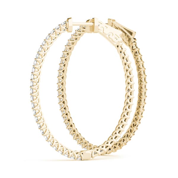 Oval Shaped Inside-Outside Hoop Earrings (4 ct. tw.), On hand view in yellow gold