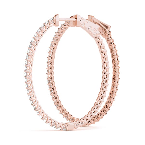 Oval Shaped Inside-Outside Hoop Earrings (1 ct. tw.), On hand view in rose gold