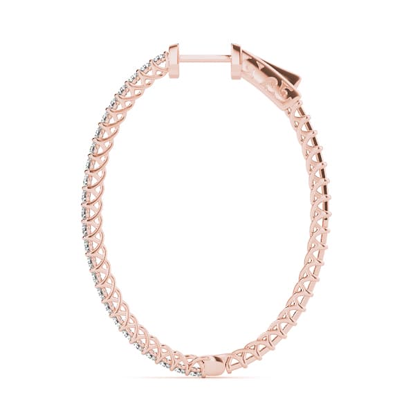 Oval Shaped Inside-Outside Hoop Earrings (1 ct. tw.), Side view in rose gold