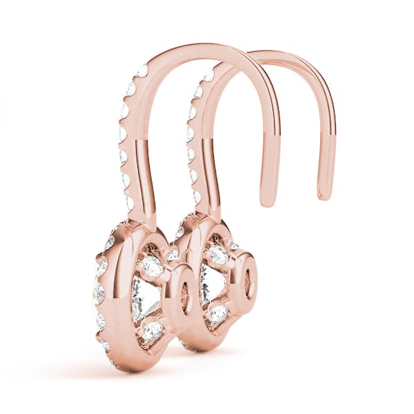 Diamond Halo Drop Earrings (0.31 ct. tw.), Side view in rose gold