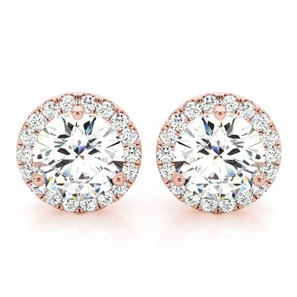 Round Martini Halo Studs (1/4 ct. tw.), Front view in rose gold