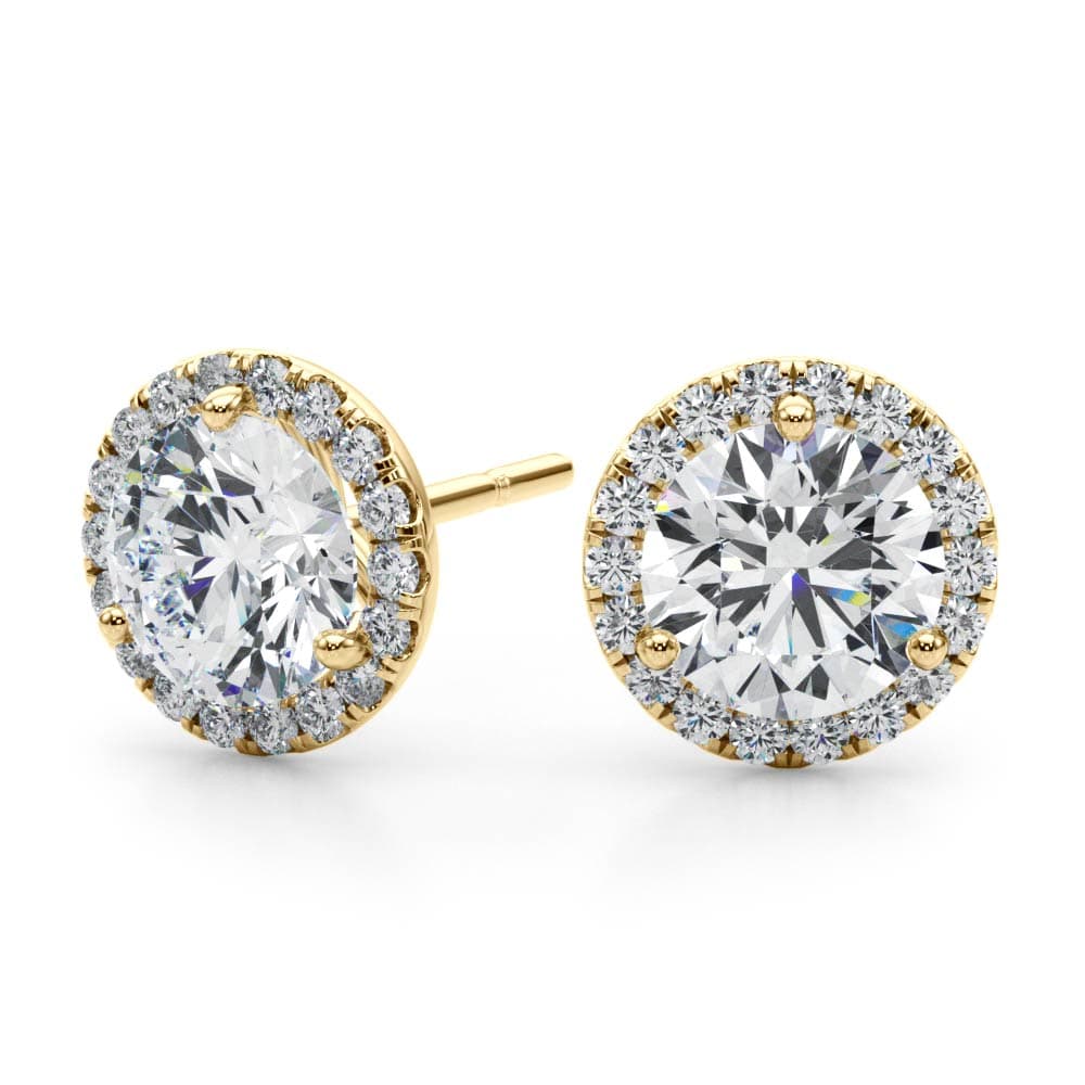 Round Martini Halo Studs (0.3 ct. tw.), Angle view in yellow gold
